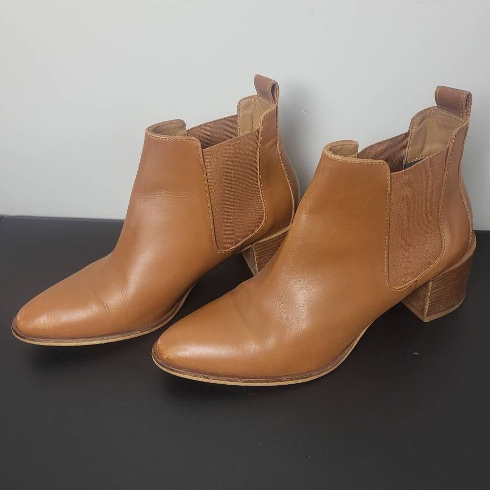 Everlane Womens Size 8 The Heel Boot Leather Cognac Tan Slip On 2" Heel